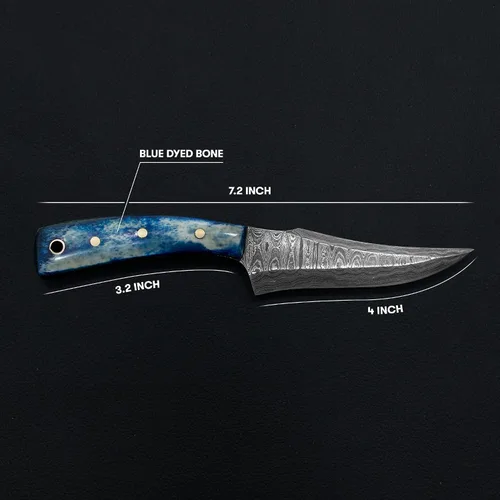 Miniatura 7 de Titan International Knives Cuchillo de Caza y Desuello de Damasco de 7.2" Hoja Fija Hecha a Mano 1095 4340 Mezcla de Carbono Martillada a Mano