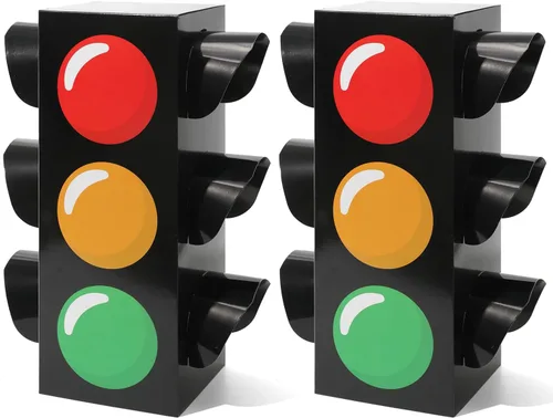 Seozio 2 cajas de recuerdo de semáforo, cajas de transporte de 15.7 pulgadas para centros de mesa, semáforo, suministros de fiesta de cumpleaños con