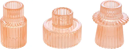 Miniatura 31 de Vixdonos Juego de 3 portavelas de cristal rosa para velas cónicas, velas de pilar y velas de candelita
