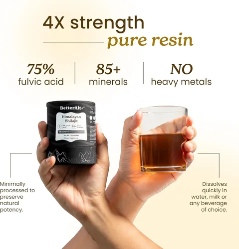 Miniatura 4 de Better Alt Paquete de 1 resina Shilajit pura del Himalaya, 75 porciones de grado dorado de alta potencia para impulso de energía y apoyo