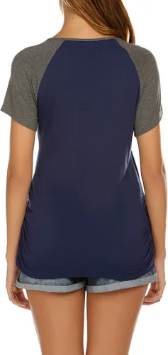 Miniatura 5 de Ekouaer - Camisa de maternidad para mujer con estampado divertido y manga corta diseño de raglán