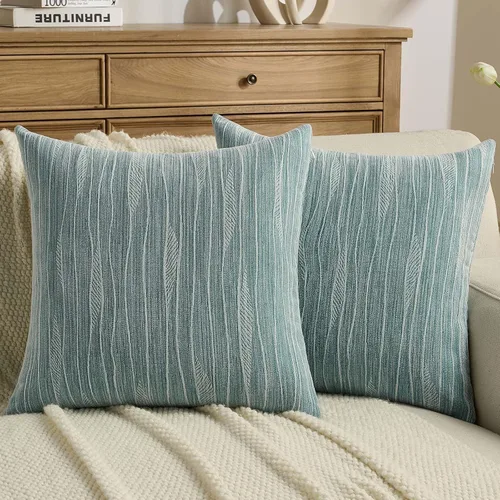 Miniatura 9 de FUTEI Paquete de 2 fundas de cojín de felpilla de 16 x 16 pulgadas, fundas de cojín decorativas con textura de línea suave, decoración moderna