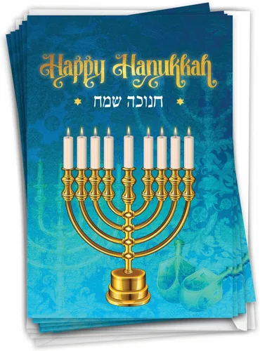 Miniatura 9 de NobleWorks - Perros de Hanukkah - 12 divertidas tarjetas de Janucá en caja - Juego a granel tarjetas navideñas judías, B2547HKG