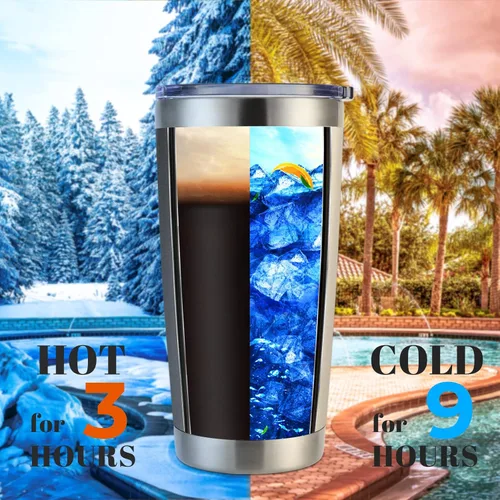 Miniatura 3 de DOMICARE - Vaso de acero inoxidable de 20 onzas con tapa, de pared doble aislada al vacío, taza de viaje, taza de café con recubrimiento en polvo
