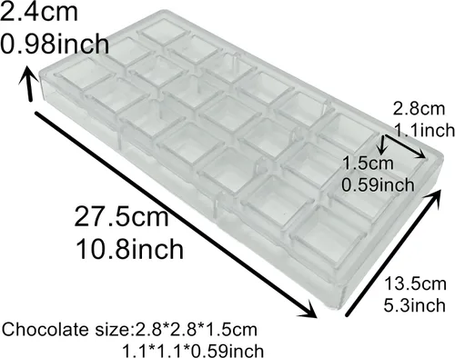 Miniatura 2 de Molde Cuadrado para Hacer Chocolate de Policarbonato Molde DIY de Chocolate 21 Cavidades Moldes para Dulces y Cubitos de Hielo