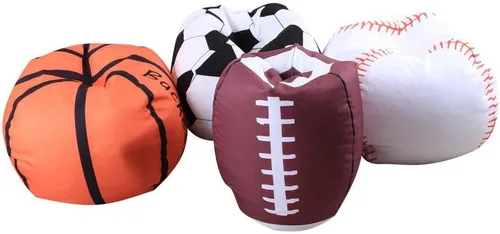 Miniatura 4 de KENANLAN Puf de fútbol para niños, puf de almacenamiento para niños, puf de 18 pulgadas con cremallera, para juego de juguetes de felpa (baloncesto)