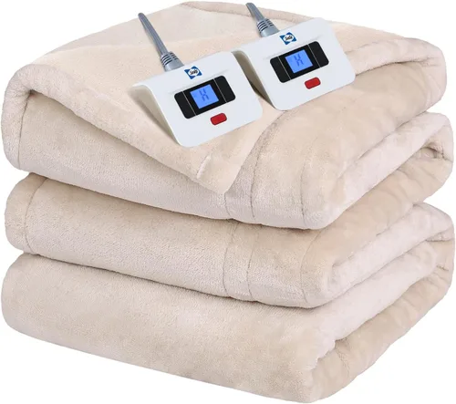 Miniatura 11 de Sealy - Manta eléctrica térmica, manta suave de franela con 6 ajustes de calefacción y apagado automático de 2-10 horas, calentamiento rápido y Beige
