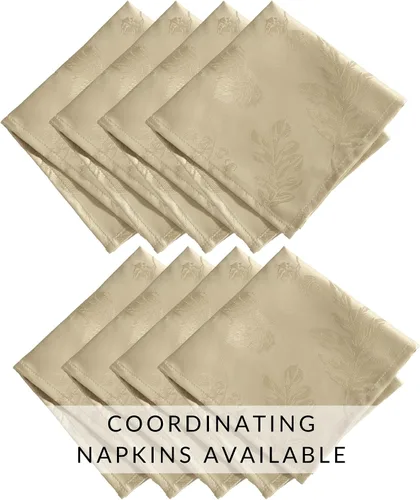 Miniatura 5 de Elrene Home Fashions. - Elegante mantel de damasco, diseño de hojas tejidas.