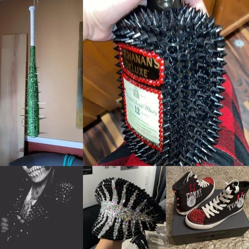 Miniatura 6 de 1 yarda para coser en punta, cono plano, punk, moldura de malla Negro