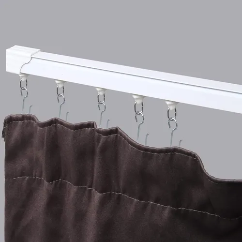 Miniatura 8 de Riel de techo de 6 pies para cortinas, nunca se oxida y tiene suficientes rodillos y ganchos y se desliza silenciosamente para cortina para ventana
