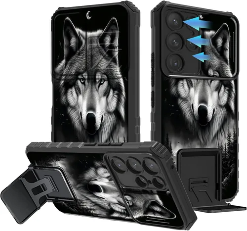 Miniatura 99 de Funda para Samsung Galaxy S22 Ultra 5G, Galaxy S22 Ultra con cubierta de cámara deslizante, funda resistente de doble capa con función atril Black