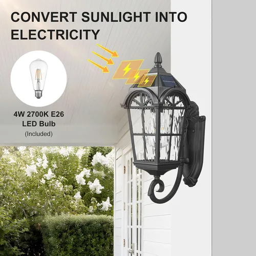 Miniatura 2 de Luces solares de pared para exteriores, luces montadas en la pared con control remoto del atardecer al amanecer, apliques solares LED, iluminación