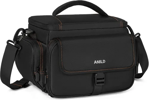 ANILD DSLR - Bolsa cruzada para cámara fotográfica, resistente al agua, bolsa de mensajero para cámara fotográfica de viaje con soporte para