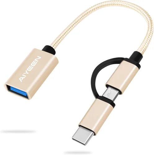 Miniatura 12 de Adaptador USB-C/Micro a USB, USB 3.0 2 en 1, cable adaptador OTG, compatible con MacBook Pro, Android, Google, Samsung y más, negro