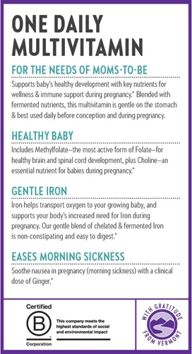 Miniatura 7 de New Chapter Vitaminas multivitamínico prenatal con metilfolato + colina para mamá saludable bebé, uno diario, 60