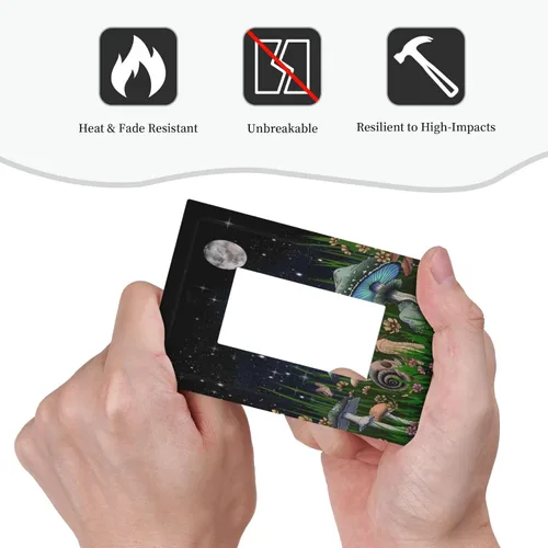 Miniatura 6 de Placa decorativa de pared con diseño de hongos, plantas, hojas, caracoles, luna, luz de luna, bosque de 1 banda, placa de pared decorativa GFCI