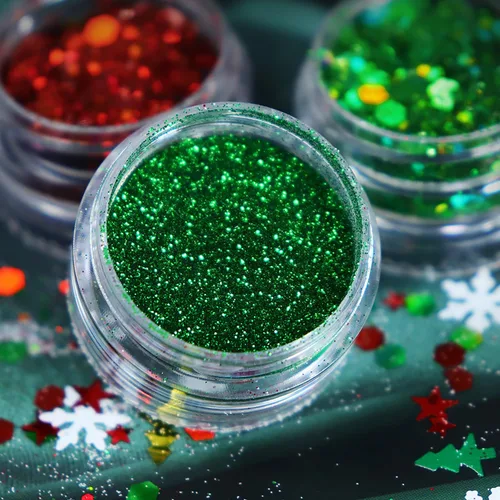 Miniatura 5 de Árbol de Navidad con copos de nieve 3D para árbol de Navidad, lentejuelas mezcladas de 3 colores con purpurina en polvo hexagonal con purpurina