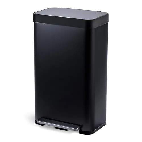 Miniatura 10 de Home Zone Living - Cubo de basura delgado para cocina de 13 galones con dos compartimentos para reciclaje, de acero inoxidable, color negro, 50