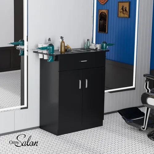 Miniatura 4 de OmySalon Estación de almacenamiento de salón, estaciones de peluquería, equipo de spa para salón de belleza, gabinete independiente con 1 cajón, 1