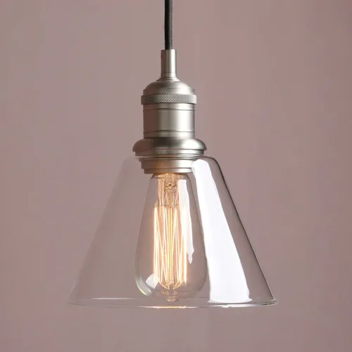 Miniatura 12 de Yosoan Lámpara colgante Edison vintage de 1 luz, mini embudo acampanado de vidrio transparente para cocina, baño, porche, sala de estar, comedor
