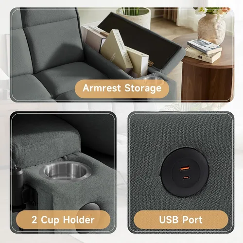 Miniatura 3 de Auvsoce - Sofá cama biplaza de 65 pulgadas, sofá convertible para sala de estar, sofá para RV con respaldo ajustable, chaise longue, mesa lateral