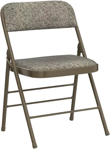 Miniatura 4 de Paquete de 2 sillas plegables acolchadas de espuma de metal con marco de acero (negro, gris, blanco) (paquete de 2, tela gris)