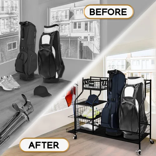 Miniatura 7 de Yes4All Golf Storage Garage Organizer, Golf Bag Storage Stand and Other Golfing Equipment Rack, Extra Storage Rack for Golf Clubs,Black