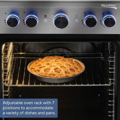 Miniatura 5 de RecPro Estufa RV Cocina de gas independiente de acero inoxidable o negro de 24 pulgadas 12000 BTU 4 quemadores 4 patas de nivelación