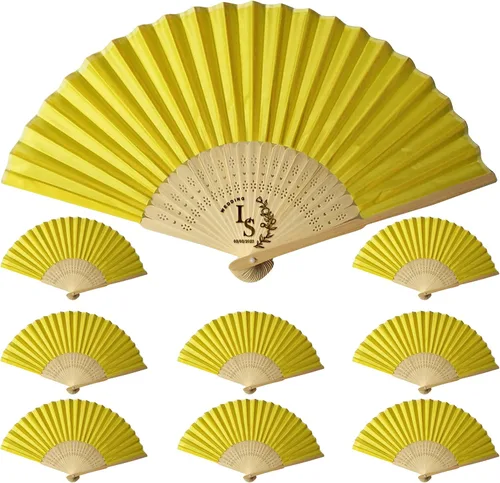 Miniatura 8 de Abanicos de seda personalizados a granel, ventiladores plegables personalizados para bodas, fiestas de dama de honor, suministros de fiesta