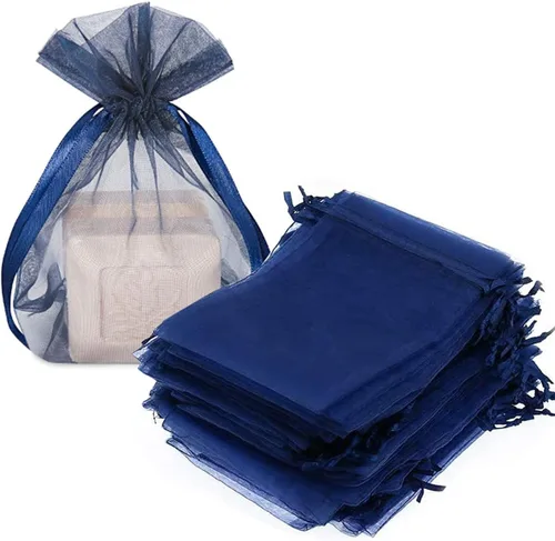 Miniatura 11 de 100 bolsas de organza con cordón de regalo para joyas, galletas, malla de tela transparente de 5 x 7 pulgadas, bolsa reciclable duradera para baby