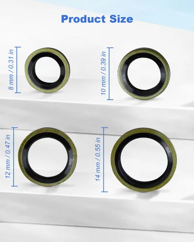 Miniatura 5 de Arandelas de sellado de combustible para Banjo Bolt de 0.315 in, 0.394 in, 0.472 in, 0.551 in, apto para sistema de combustible Dodge Cummins