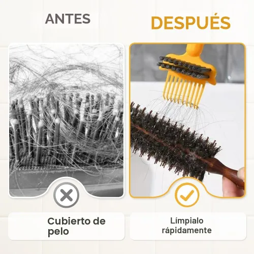 Miniatura 3 de Herramienta limpiadora de cepillos de cabello 2 en 1, elimina sin esfuerzo el cabello y el polvo de los peines, mini rastrillo de limpieza con púa