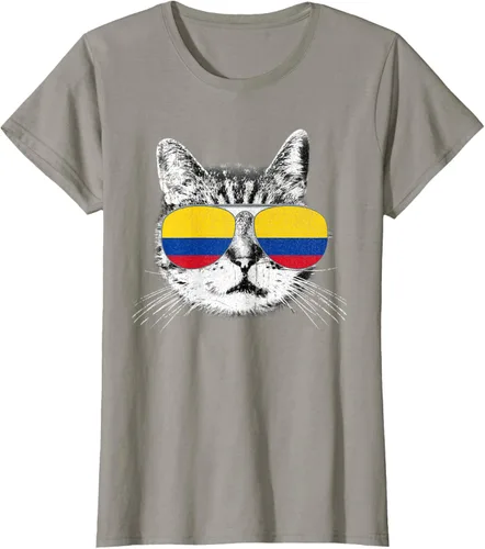 Miniatura 80 de Camisa de bandera de Colombia, orgullo colombiano, gato, hombres, mujeres, niños, camiseta de regalo
