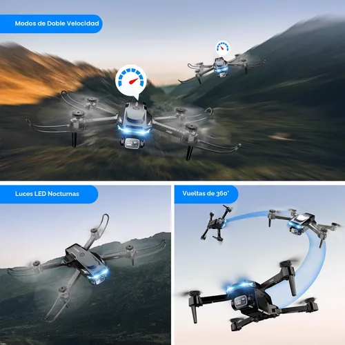 Miniatura 5 de Dron con cámara - Drone con pantalla en el controlador para principiantes, cuadricóptero de control remoto plegable con control de gestos, giro 3D
