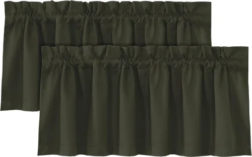 Miniatura 32 de H.VERSAILTEX Cenefas de cortina 100% opacas para ventanas, 2 paneles con aislamiento térmico, bolsillo para barra, pequeña cenefa corta para cocina