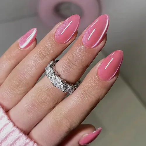 Miniatura 16 de Uñas postizas a presión con punta francesa, uñas postizas de almendra, cobertura completa, uñas artificiales brillantes, uñas acrílicas medianas