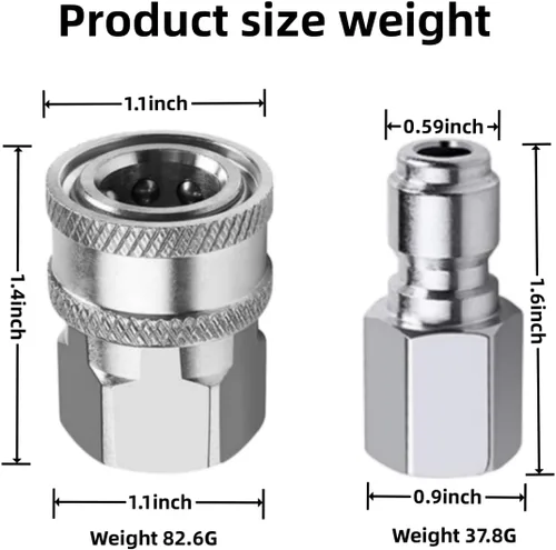 Miniatura 3 de Accesorios de conexión rápida para lavadora a presión, pistola rociadora de acero inoxidable NPT de 3/8 pulgadas, kit de desconexión rápida