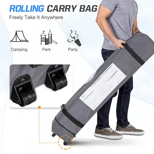 Miniatura 41 de EAGLE PEAK Tienda de campaña desplegable con bolsa de transporte con ruedas, 8 estacas, 4 cuerdas, 4 bolsas de peso, toldo de tienda de campaña