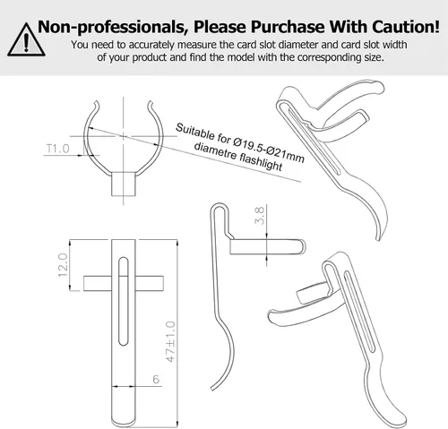 Miniatura 3 de Paquete de 10 linternas B101 – Clip duradero de acero inoxidable para bolígrafo y clip para tapa, cómodo de llevar