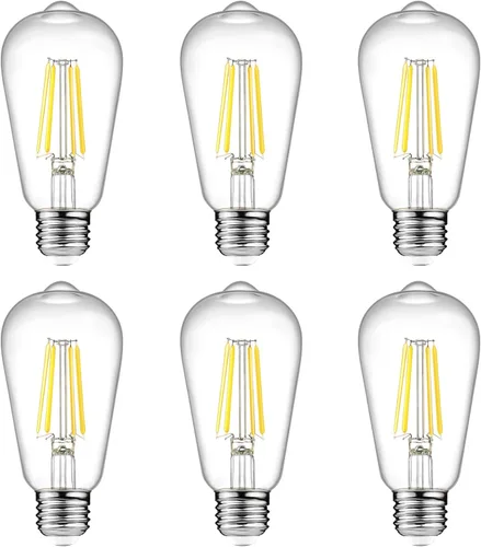 Miniatura 10 de Ascher Bombillas LED Edison vintage, 6 W, equivalente a 60 W, no regulable, luz diurna 5000 K, 700 lúmenes, bombillas de filamento LED antiguas ST58