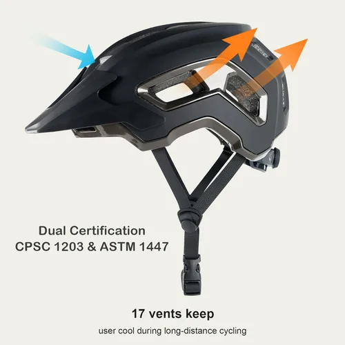 Miniatura 2 de Casco de bicicleta para adultos y jóvenes, casco ligero de MTB con visera ajustable para ciclismo de montaña/carretera, 2 tamaños para hombres