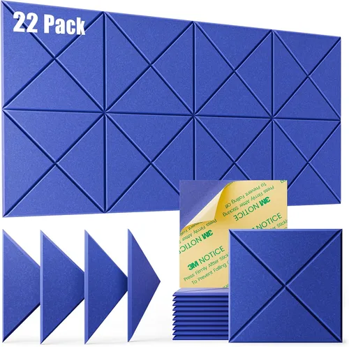 Miniatura 19 de Paquete de 22 paneles acústicos autoadhesivos, 12"X 12"X 0.4" paneles de espuma insonorizante, paneles de pared insonorizados de alta densidad