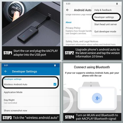 Miniatura 6 de AACPLAY El adaptador inalámbrico Android Auto para automóvil convierte Android Auto con cable a inalámbrico, Android Auto Dongle inalámbrico