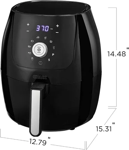 Miniatura 7 de CRUX Freidora de aire digital de 6 cuartos de galón con sartén antiadherente extraíble apta para lavavajillas y bandeja para crujir, temporizador