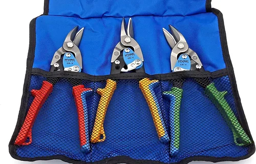 HVAC Premium Juego de tijeras de aviación – 3 piezas de tijeras de estaño resistentes para HVAC, chapa, techos, alambre, acero CR-V, asas