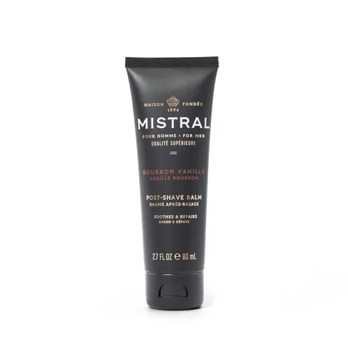 Mistral Bálsamo para después del afeitado, vainilla bourbon - 2.7 onzas líquidas | Hidratante para después del afeitado para hombres con aloe y