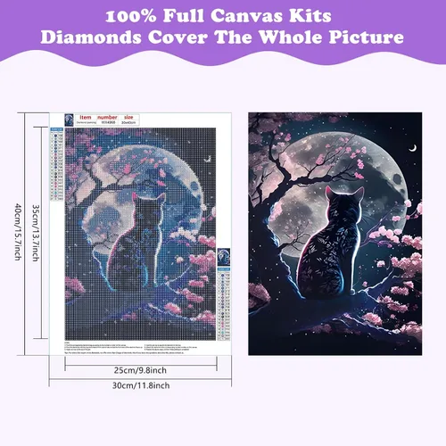 Miniatura 2 de SENQAO Kits de pintura artística de diamantes de gato para adultos, pintura de puntos de diamante de taladro completo para principiantes, pintura
