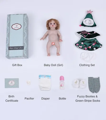 Miniatura 5 de Muñecas de bebé, 18 pulgadas realista Reborn Full Vinyl Baby Doll con pelo rizado, detalles realistas pintados a mano y atuendo acogedor para niñas