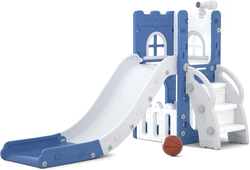 Miniatura 8 de LulliSpace Tobogán 6 en 1 para Niños Pequeños, Escalador Deslizante para Niños para Patio de Juegos Interior y Exterior con Aro de Baloncesto