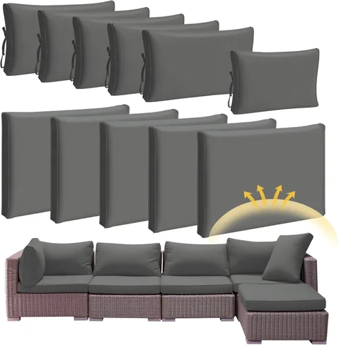 Miniatura 12 de Patelai 11 piezas de fundas impermeables para cojines de patio para muebles seccional de exterior de mimbre de ratán, sofá de patio, silla, fundas